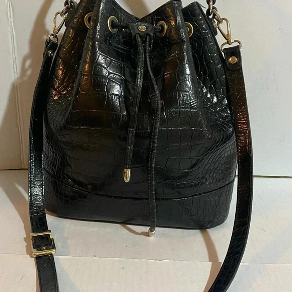 Francesco rogani black croc leather satchel handbag - Picture 14 of 15